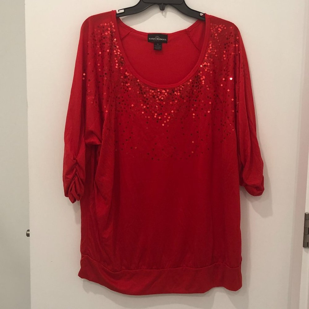 NWOT Karen Brooks red top 1X